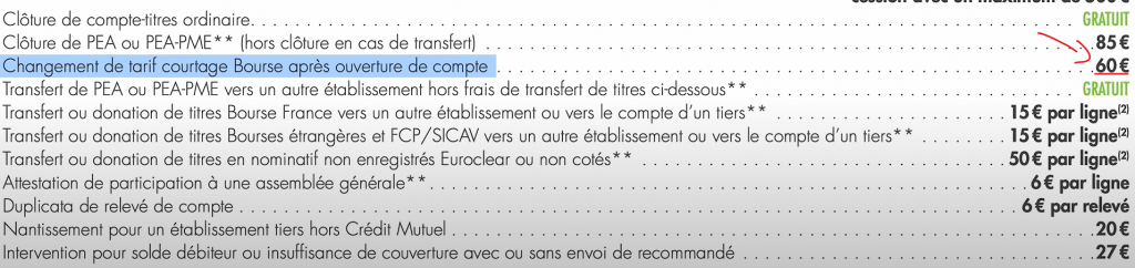 Courtage Fortuneo 60€ de frais de changement