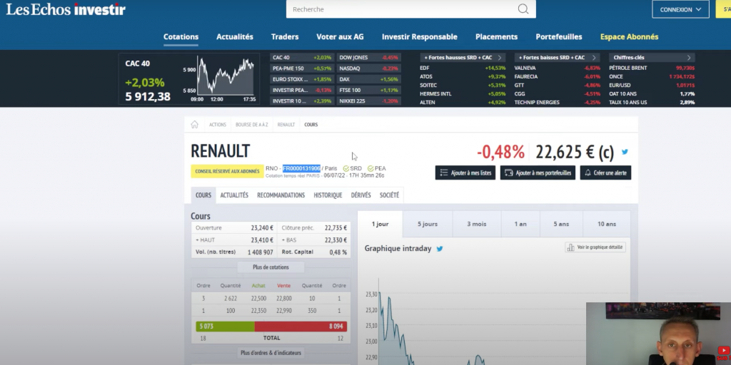 comment acheter une action sur Fortuneo recherche d'action