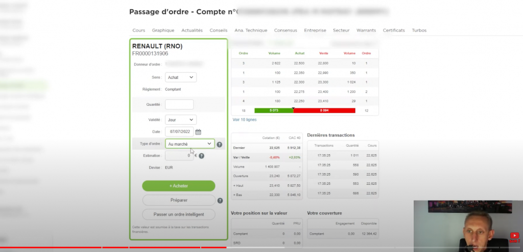 comment acheter une action sur Fortuneo configuration d'un ordre