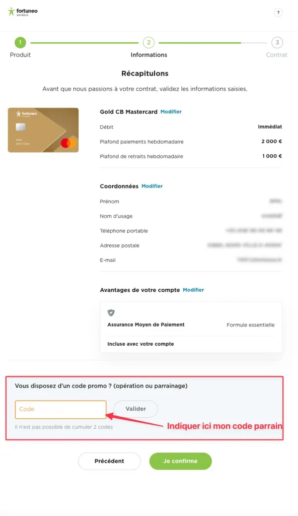 Où saisir le code de parrainage Fortuneo
